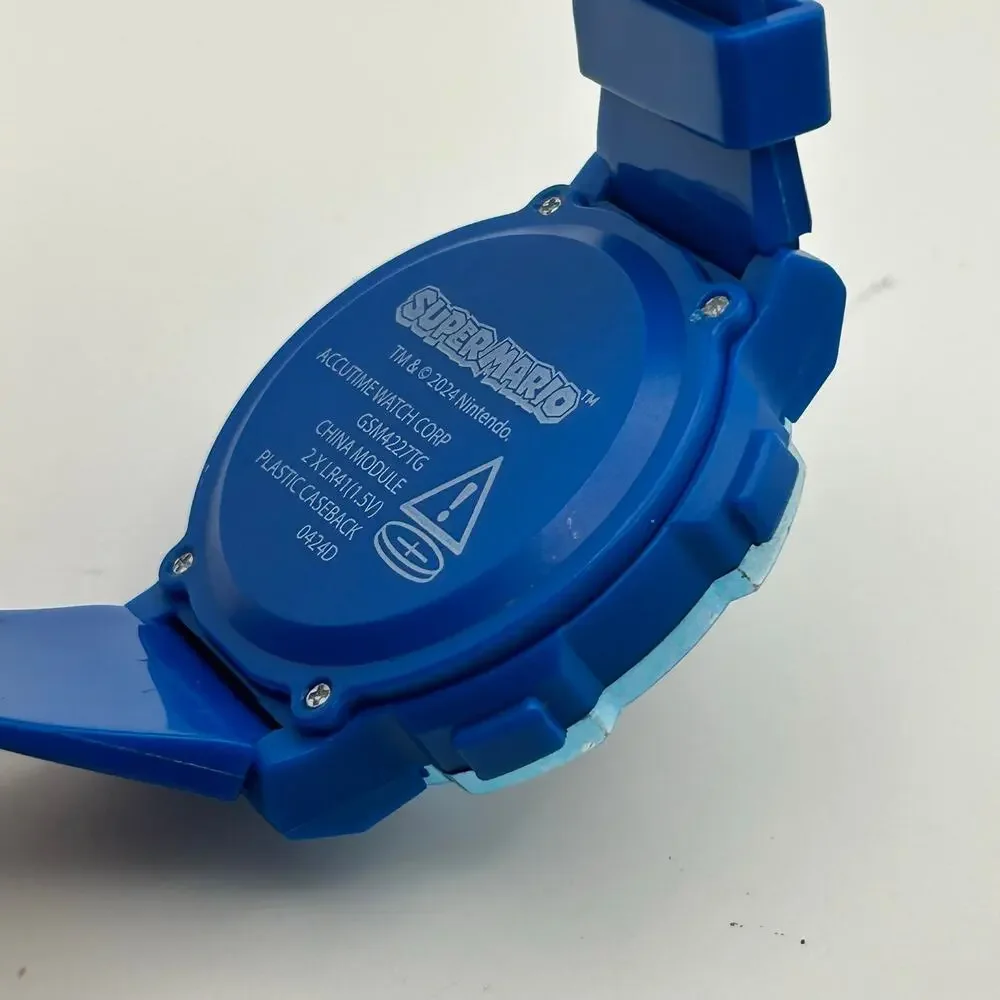 Accutime Super Mario Digital Watch Blue Bezel Working New Battery